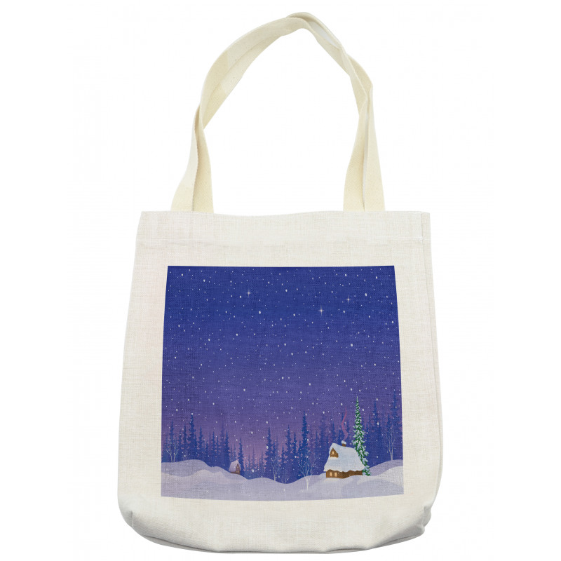 Houses in Snowy Night Tote Bag