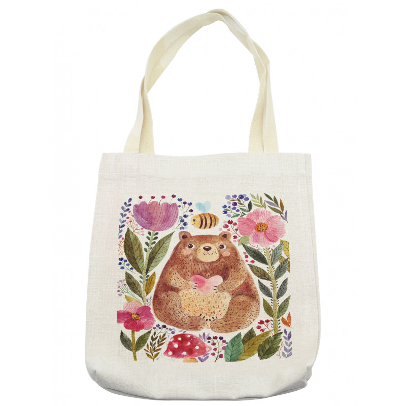 Bear with Flowers Tote Bag