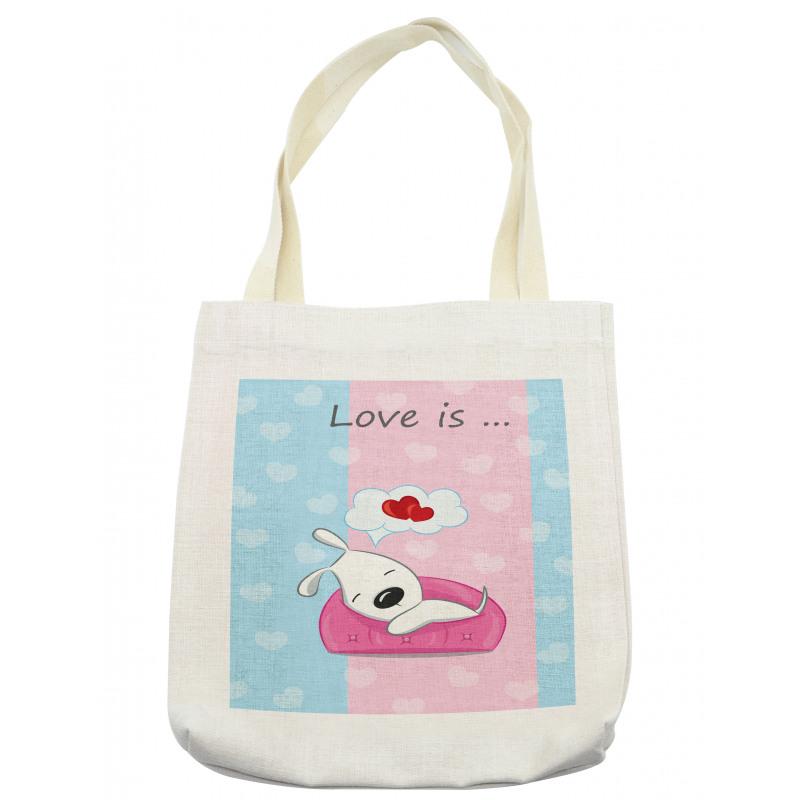 Puppies on Sofa Heart Shape Tote Bag