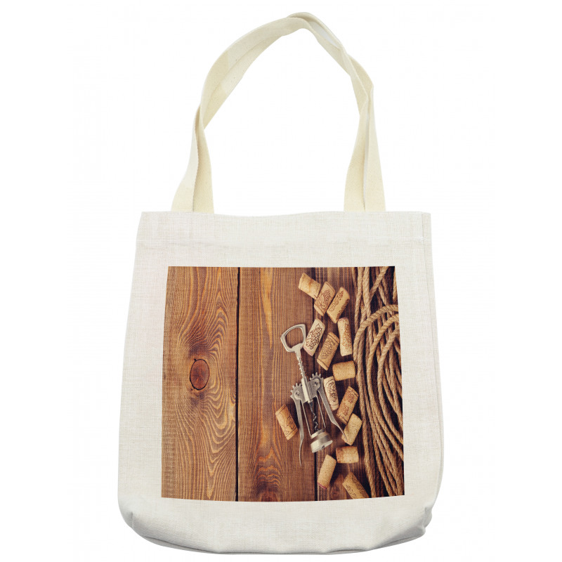 Wooden Table Wine Corks Tote Bag