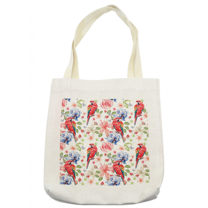 Parrots Iris and Roses Tote Bag