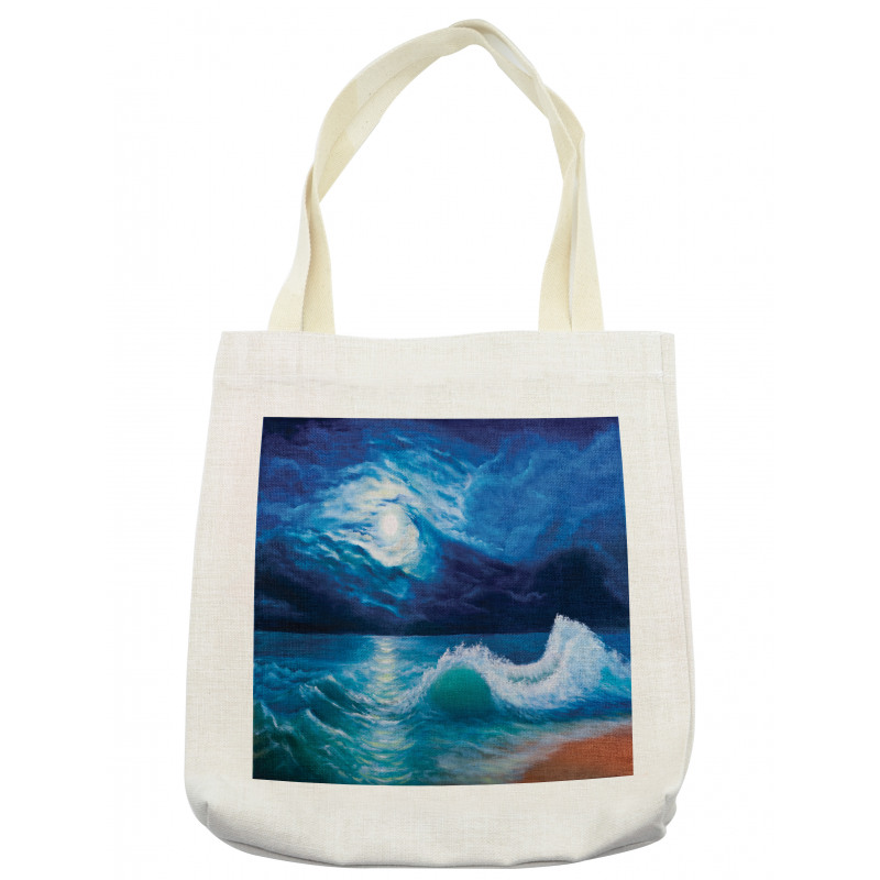 Moonlight over Wavy Sea Tote Bag