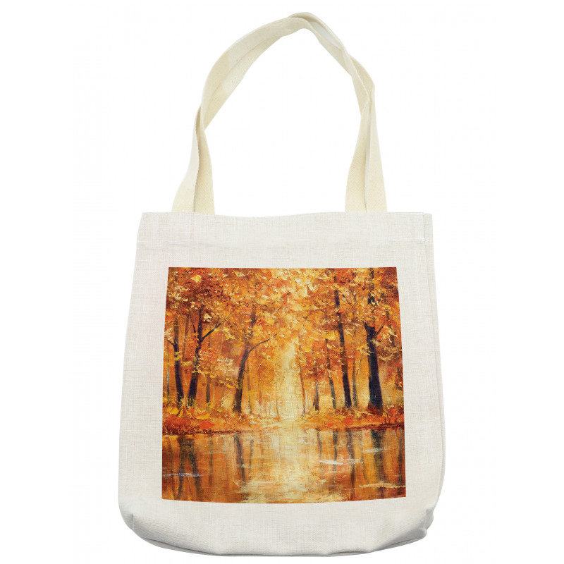 Forest Lake Fall Trees Tote Bag