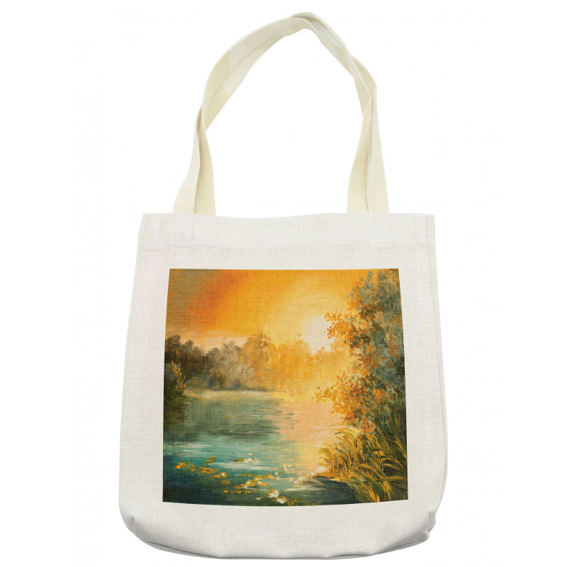 Retro Lake Scenery Art Tote Bag