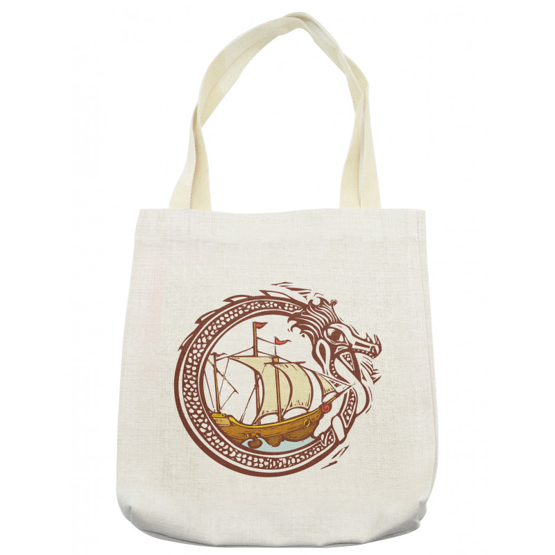 Sailing Boat Waves Dragon Tote Bag