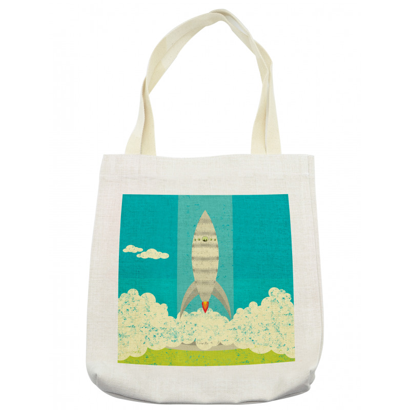 Flying Rocket Clouds Art Tote Bag