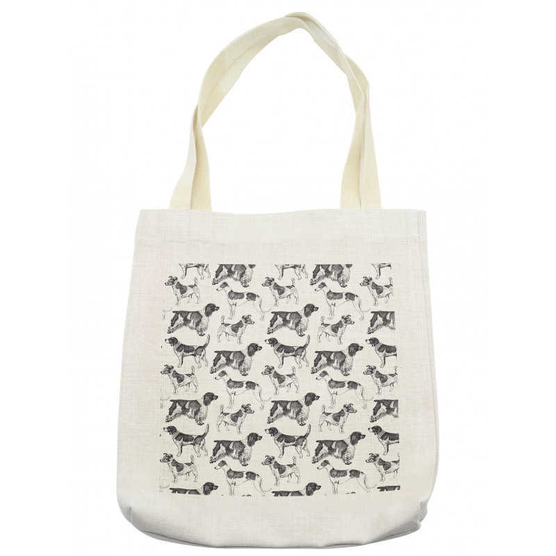 Monochrome Dog Breeds Tote Bag