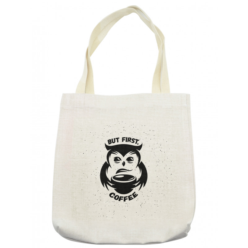 Owl Holds Mug Dots Tote Bag