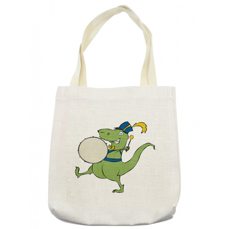 Happy Green Dinosaur Playing Tote Bag