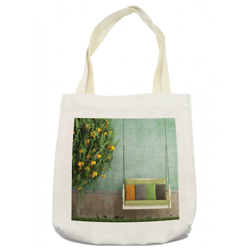 Wooden Swing in Garden Tote Bag