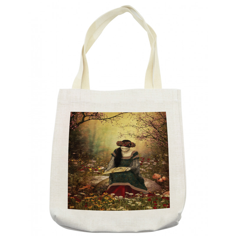 Lady with Book Tote Bag