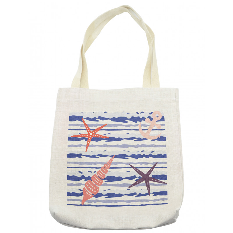 Wavy Stripes Starfish Tote Bag