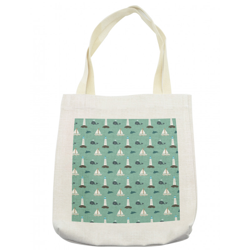 Lighthouse Sailing Boats Tote Bag