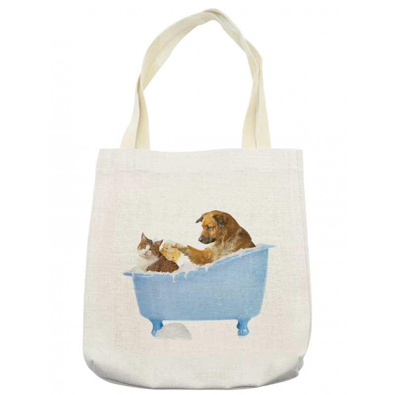 Dog and Cat in Bathtub Tote Bag