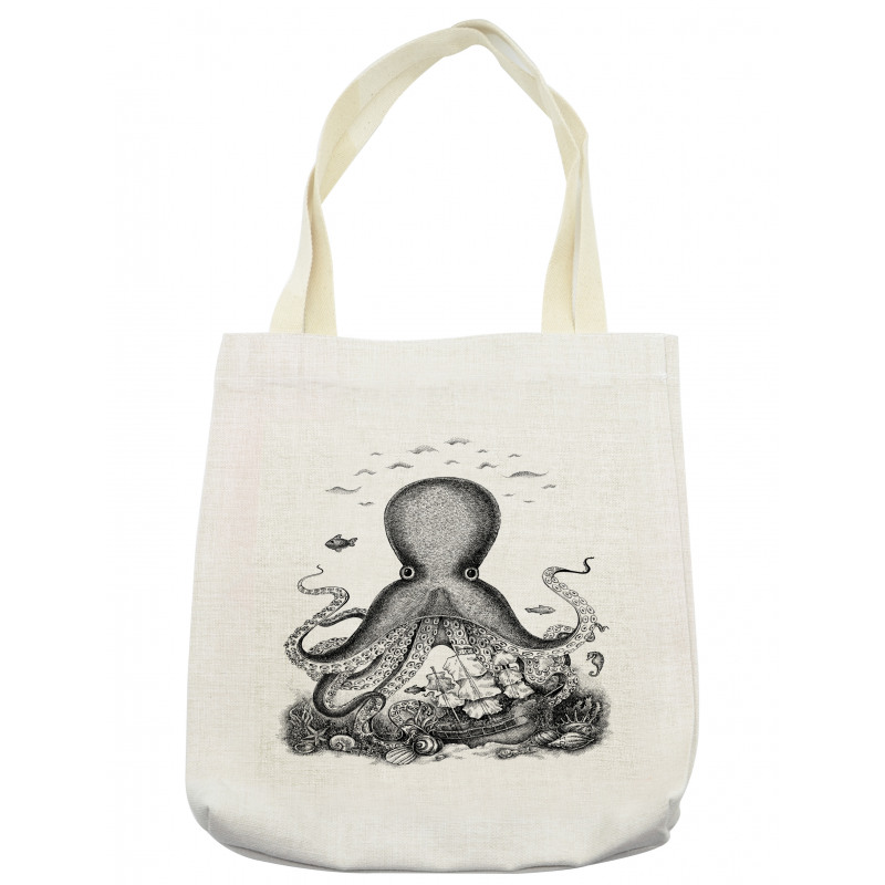 Sea Animal near a Shipwreck Tote Bag