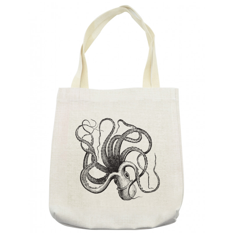 Engraved Sea Animal Image Tote Bag