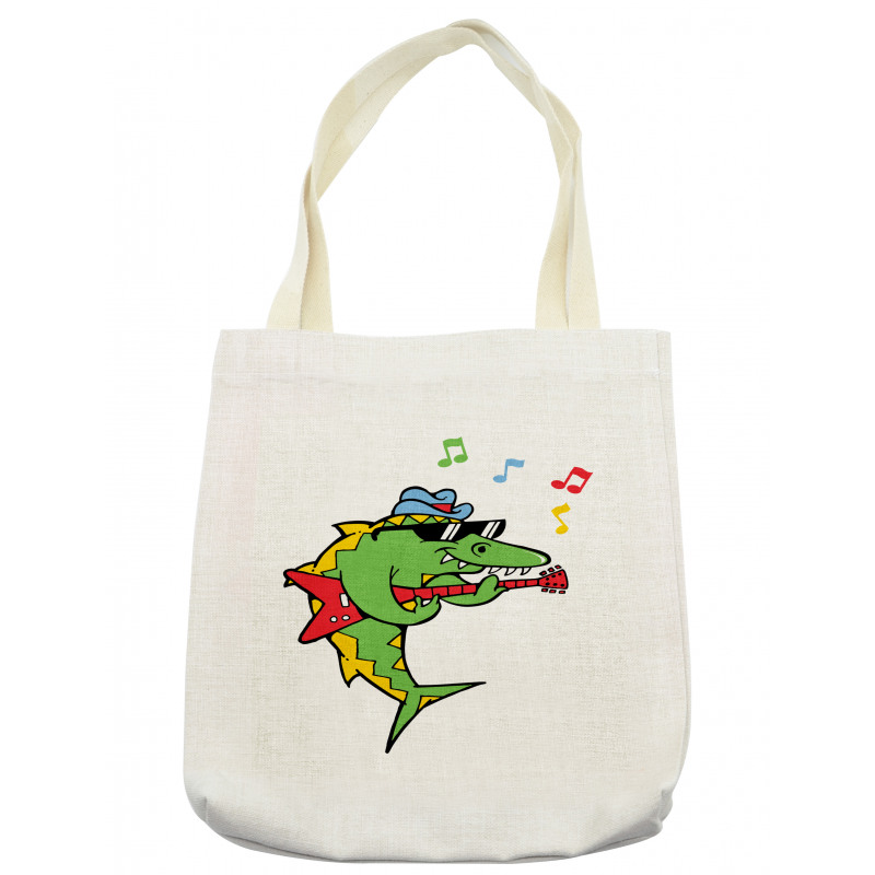 Crocodile Holding Guitar Tote Bag