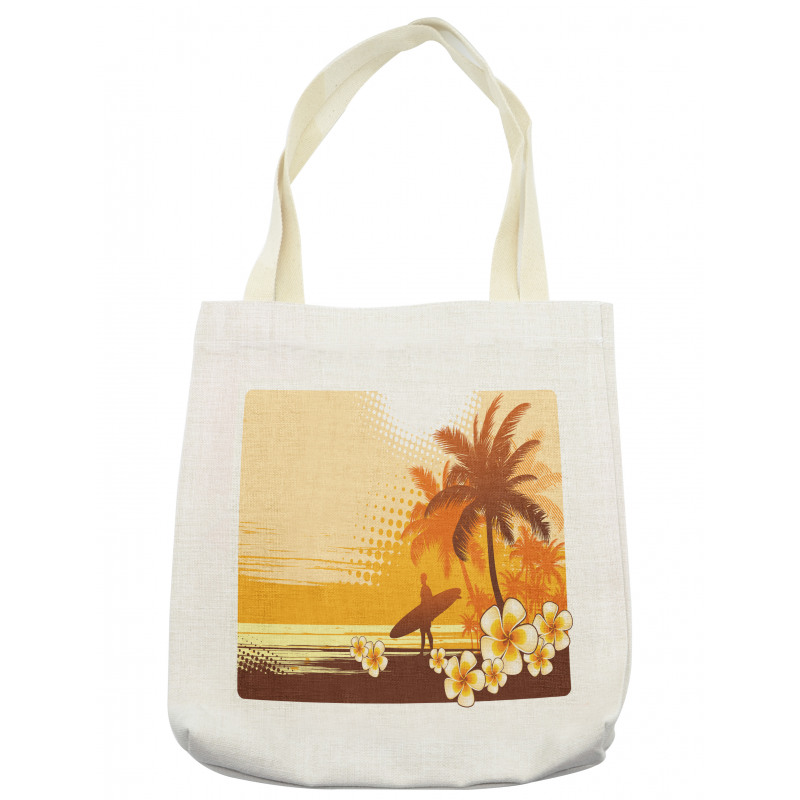 Surfer Tropical Landscape Tote Bag