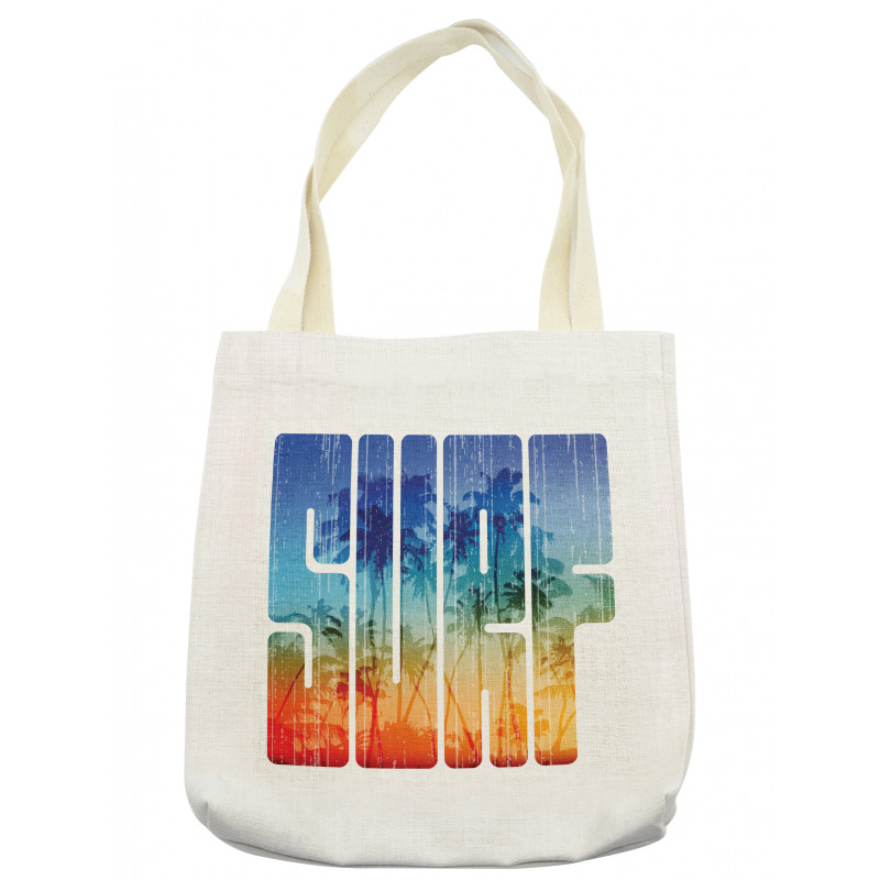 Surf Retro Letters Palms Tote Bag