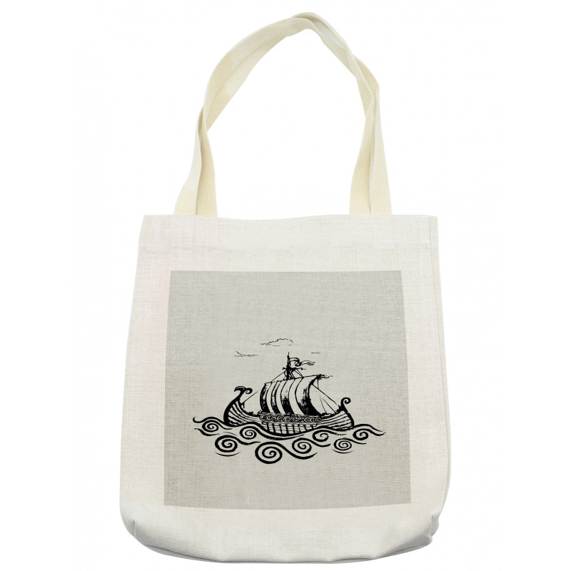 Ship with Whirlpool Waves Tote Bag