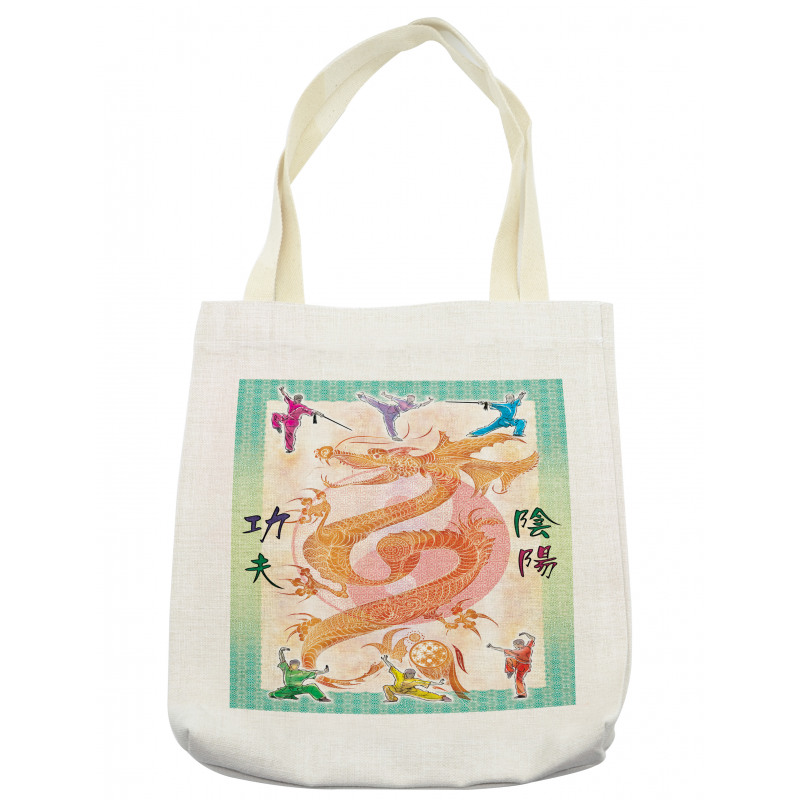 Colorful Dragon and Samurais Tote Bag