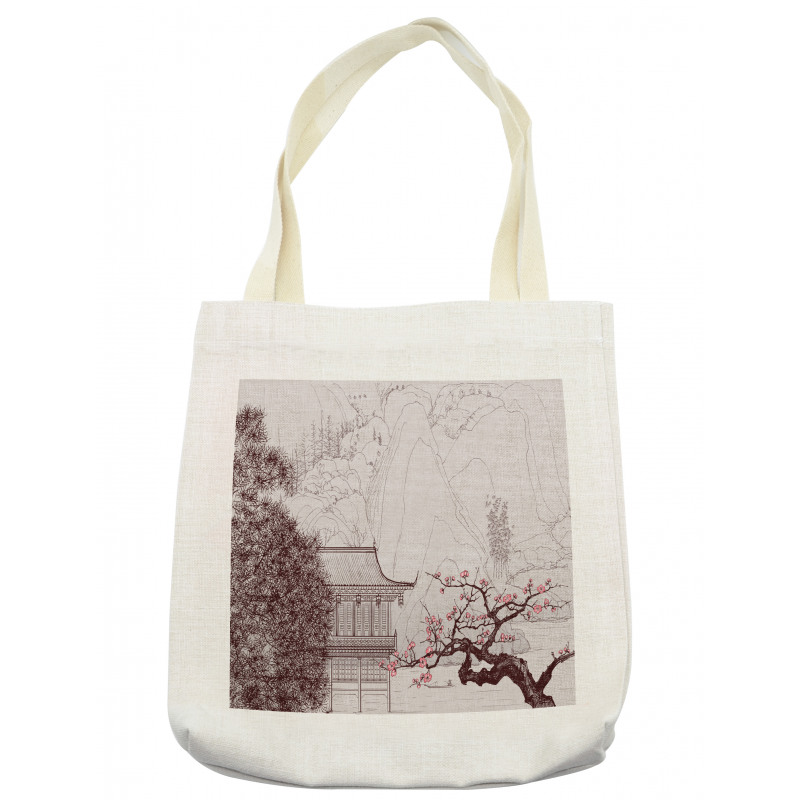 Sakura Trees and Mountain Tote Bag