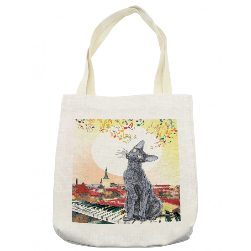 City Skyline Kitty Piano Tote Bag