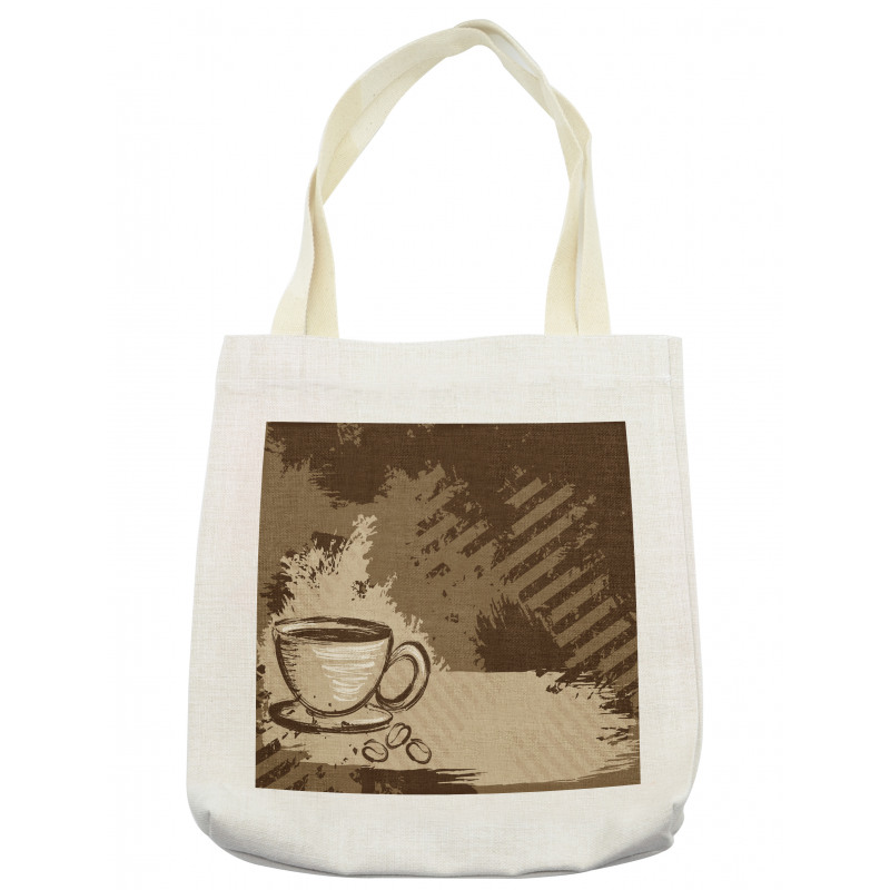 Grunge Style Cup and Beans Tote Bag