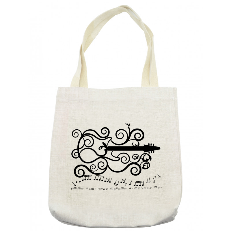 Retro Curls and Music Notes Tote Bag