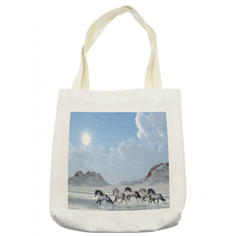 Snowy Day Wild Horse Tote Bag