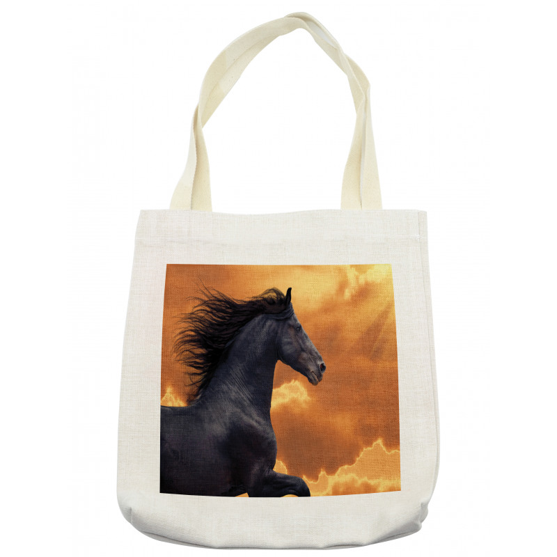 Galloping Friesian Horse Tote Bag