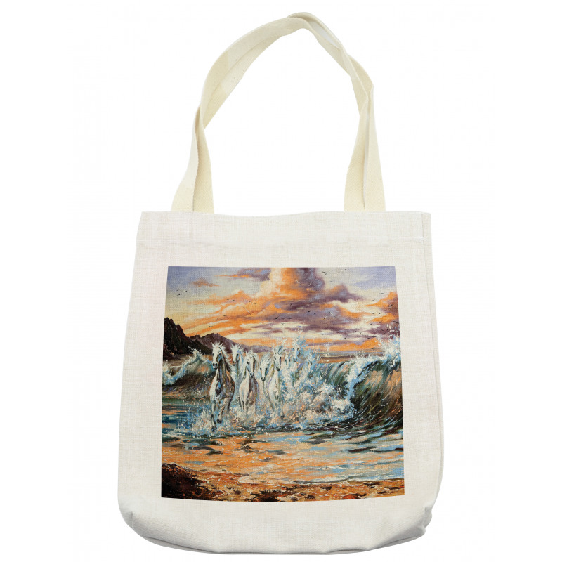 Retro Surreal Horses Tote Bag