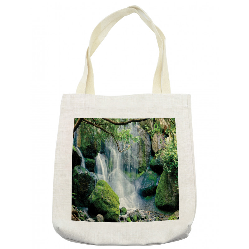 Waterfall Flows Rocks Tote Bag