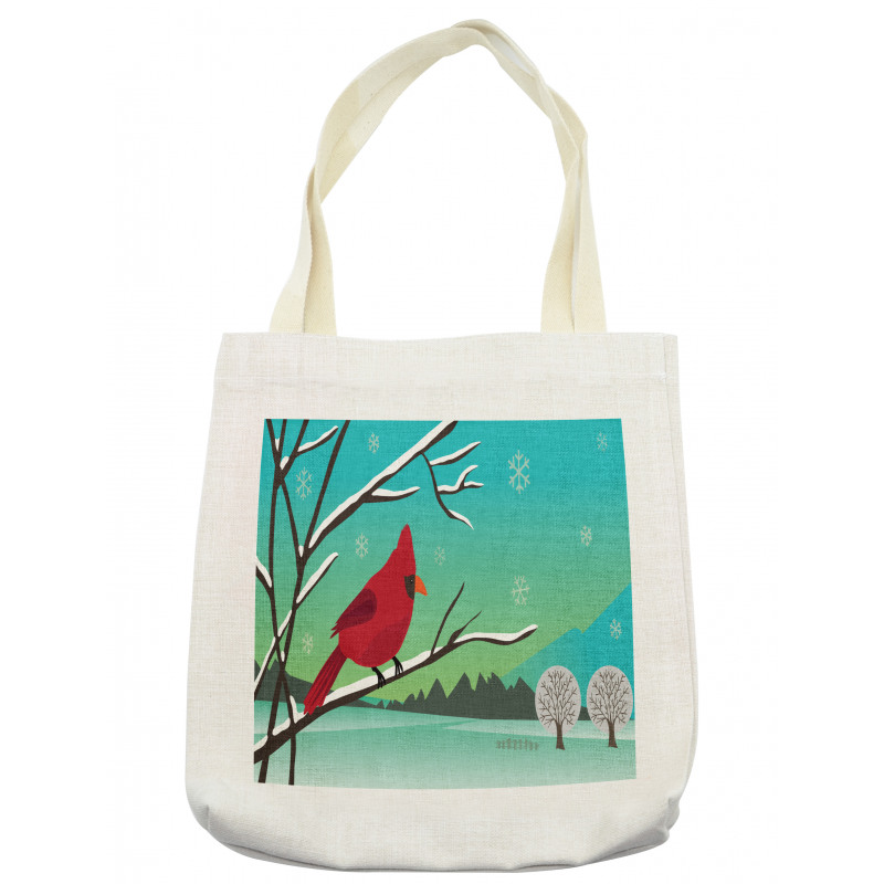 Bird on Snowy Branch Tote Bag