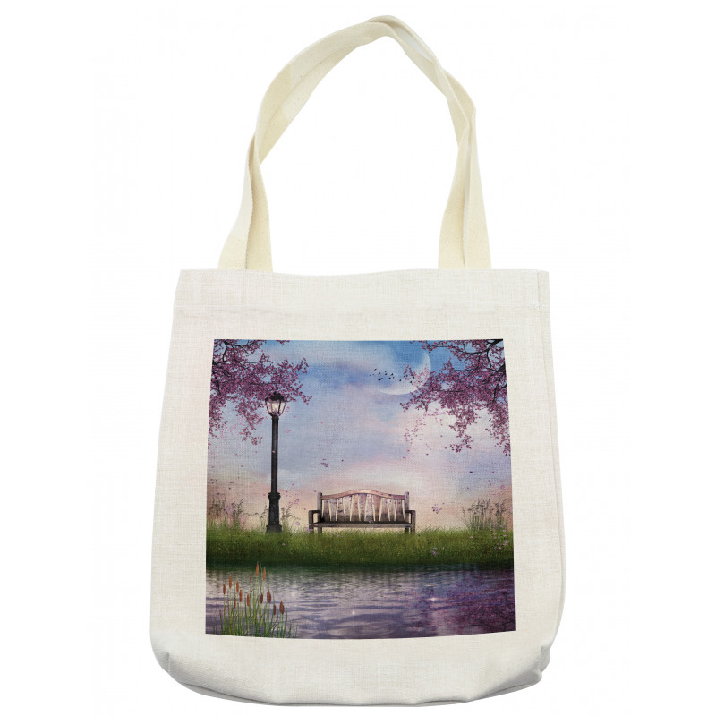 Bench Flowing River Moon Tote Bag