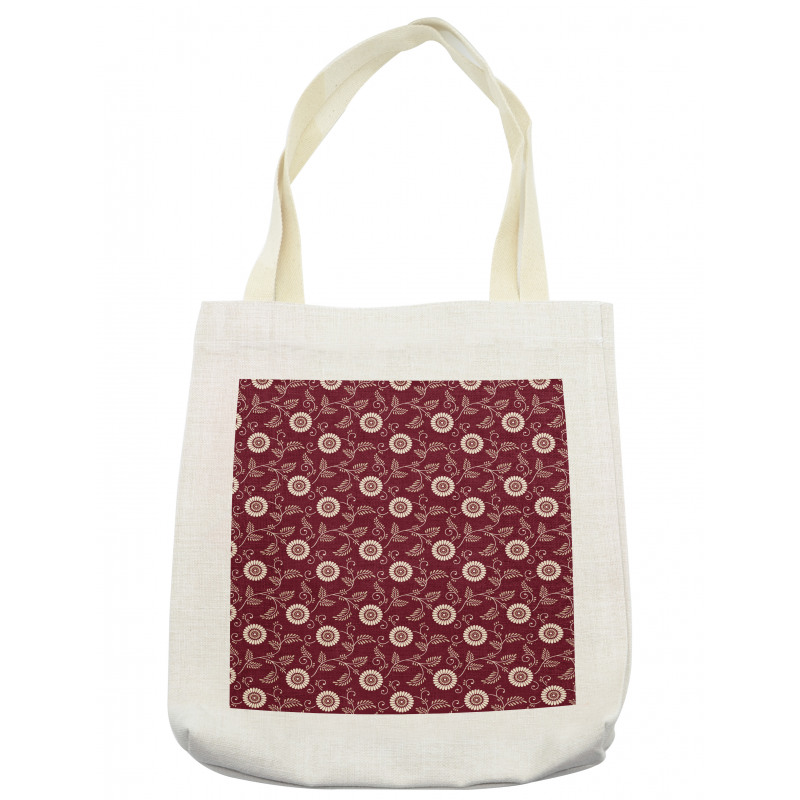 Bicolor Floral Graphic Art Tote Bag