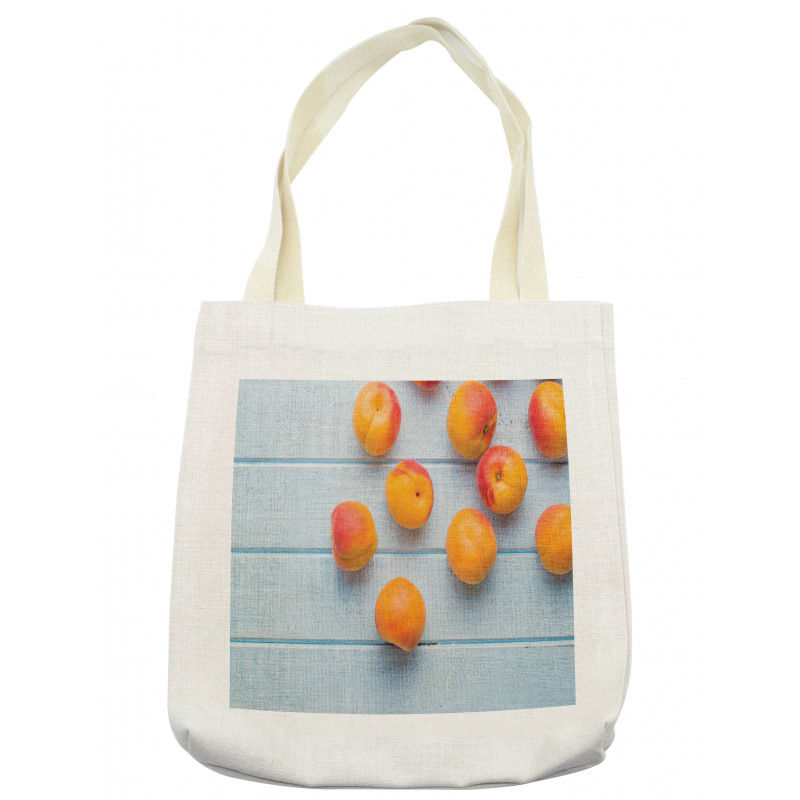 Apricots on Blue Wooden Table Tote Bag