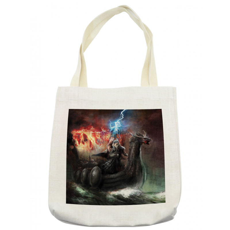 Vikings Boat Stormy Sea Tote Bag