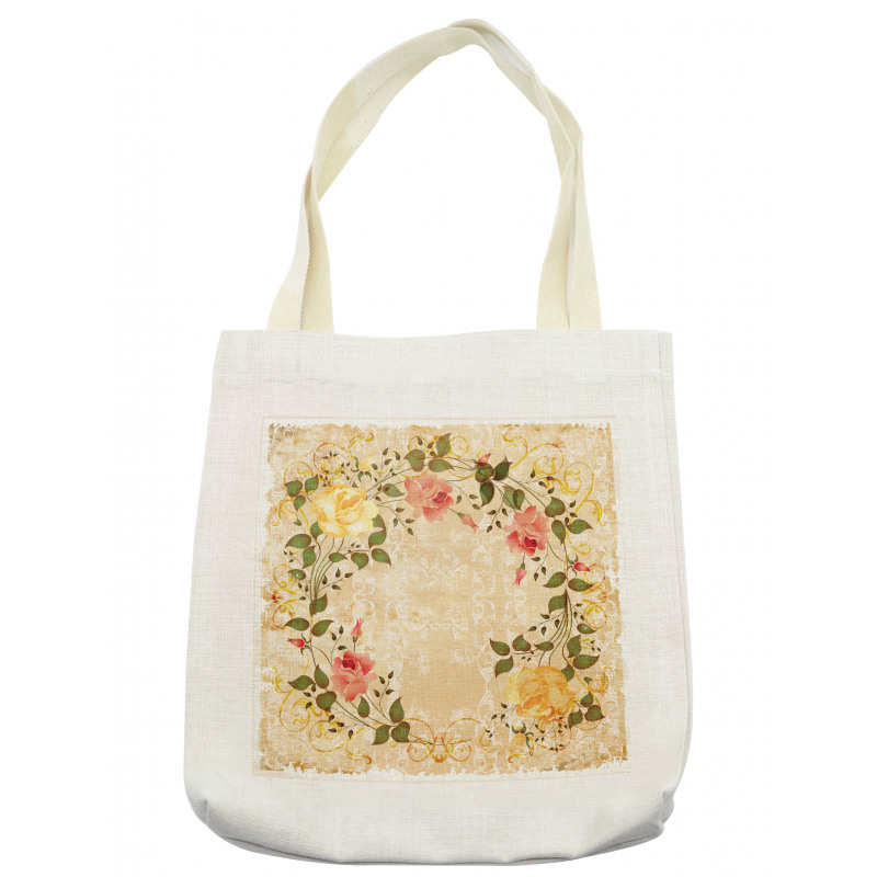 Leaves Roses Floral Tote Bag