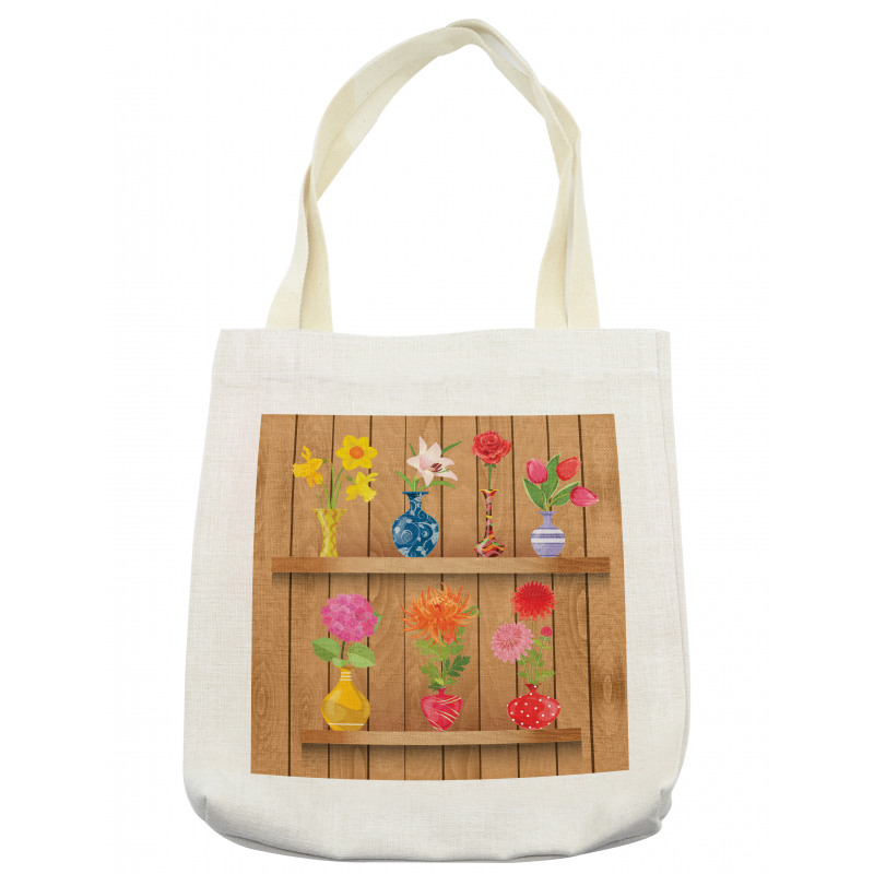 Cartoon Flowers in Vase Tote Bag