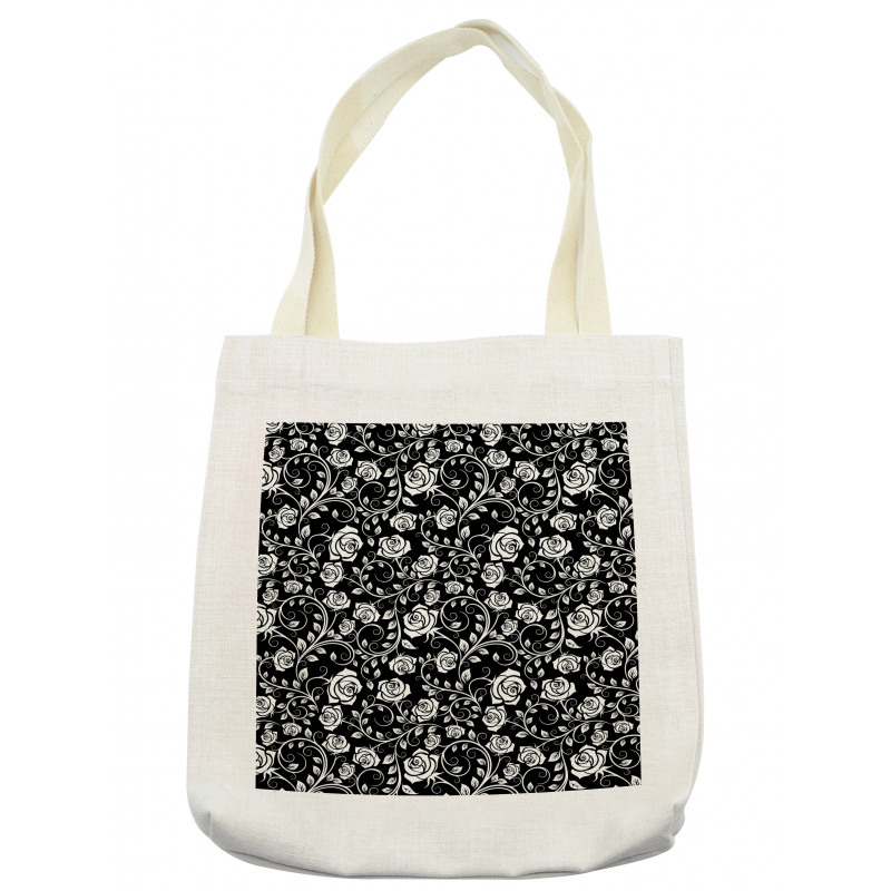 Roses on Swirling Stems Curl Tote Bag