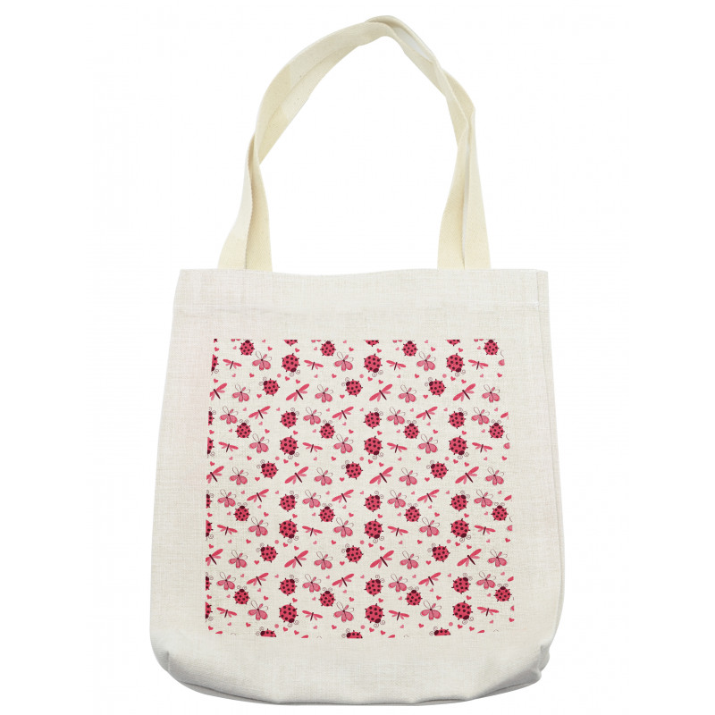 Dragonfly Ladybugs Hearts Tote Bag