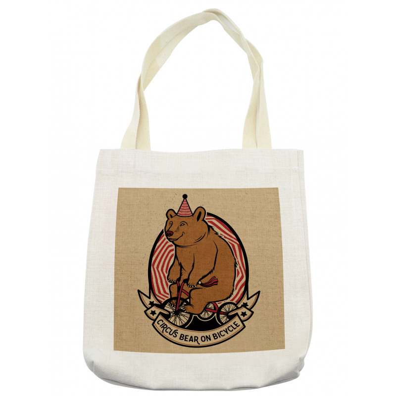 Circus Bear on Bicycle Art Tote Bag