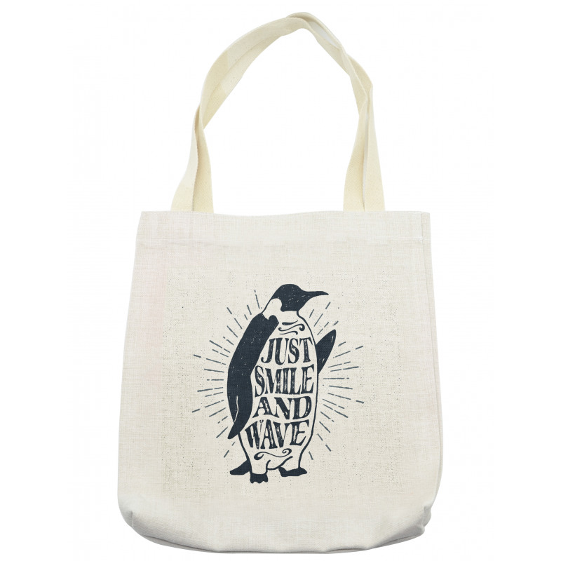 Penguin and Words Tote Bag