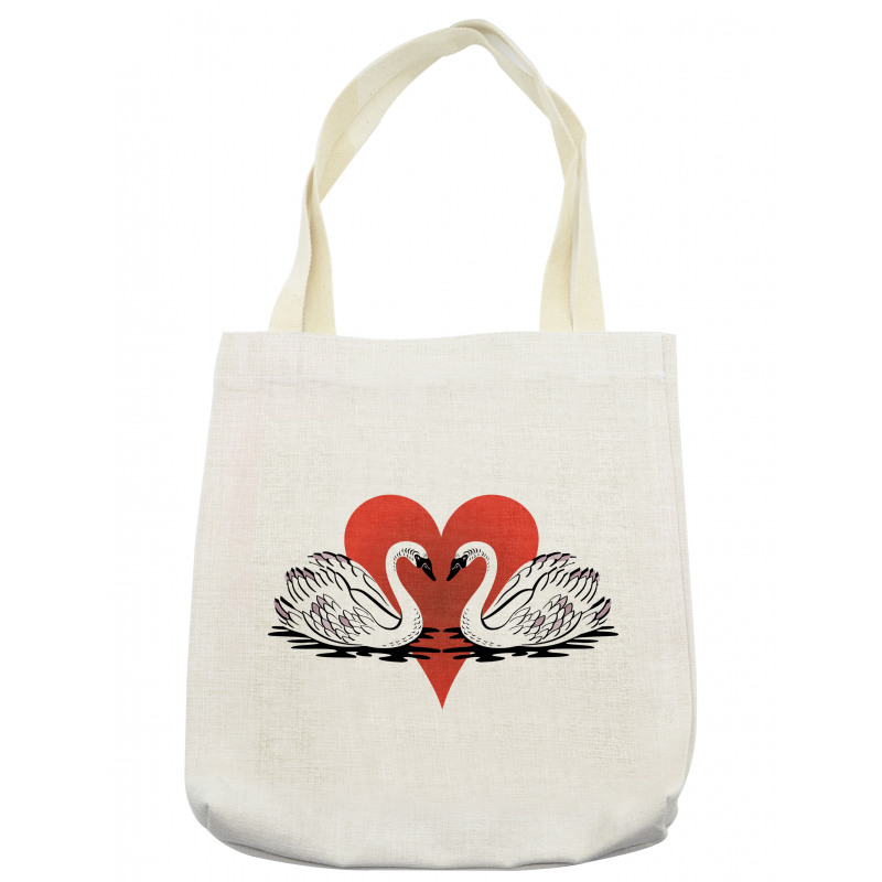 Couple Swans Lake Hearts Art Tote Bag