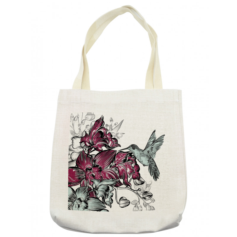 Orchids and Hummingbird Tote Bag