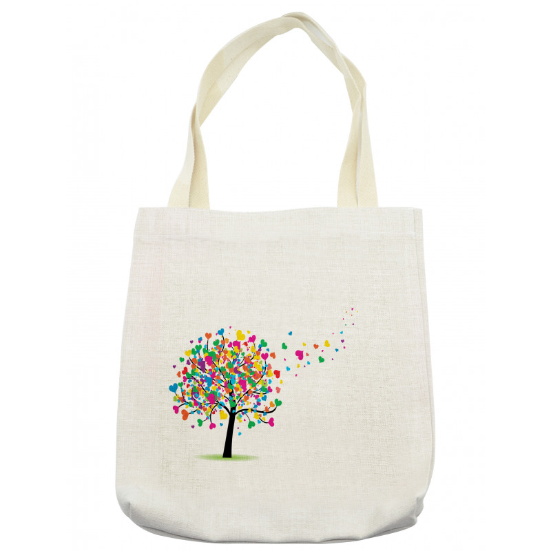 Colorful Hearts Leaves Trees Tote Bag