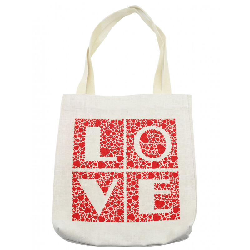 Letters Hearts Motif Graphic Tote Bag