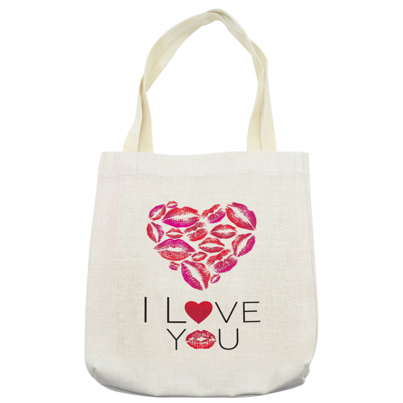 Kisses Lipsticks Lettering Tote Bag