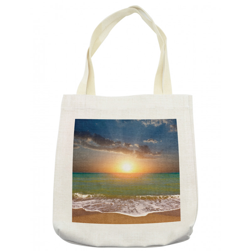 Sandy Beach Waves Sunset Tote Bag